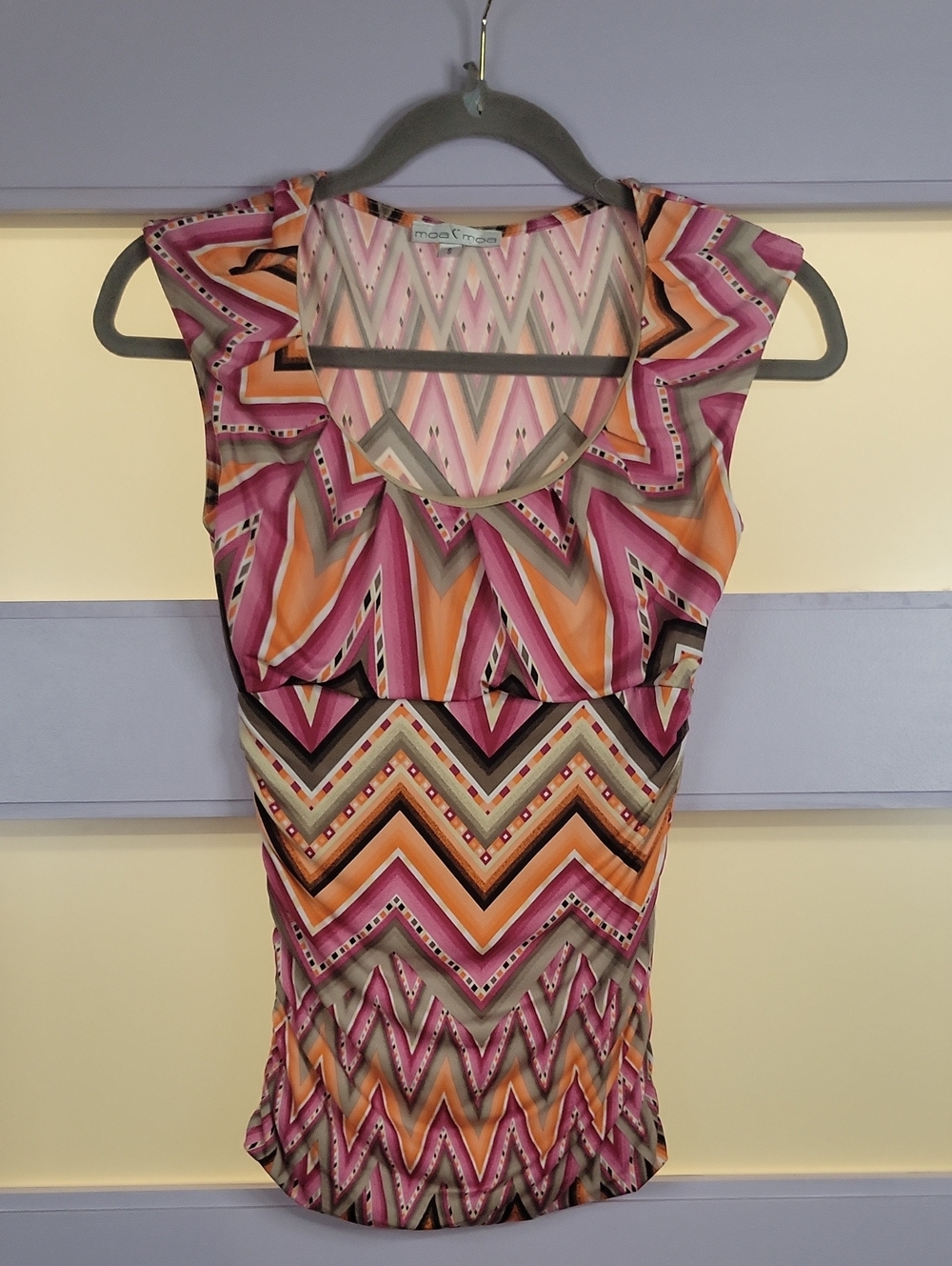 Moa Moa Pink & Orange Chevron Tank Top